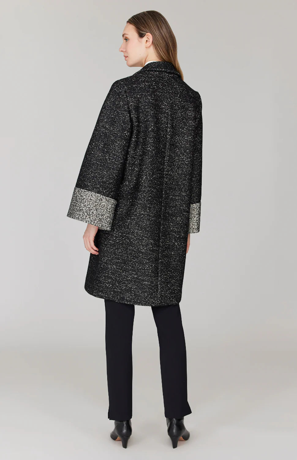 Oversized Coat w/ Contrast Detailing in Black/White