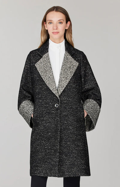 Oversized Coat w/ Contrast Detailing in Black/White