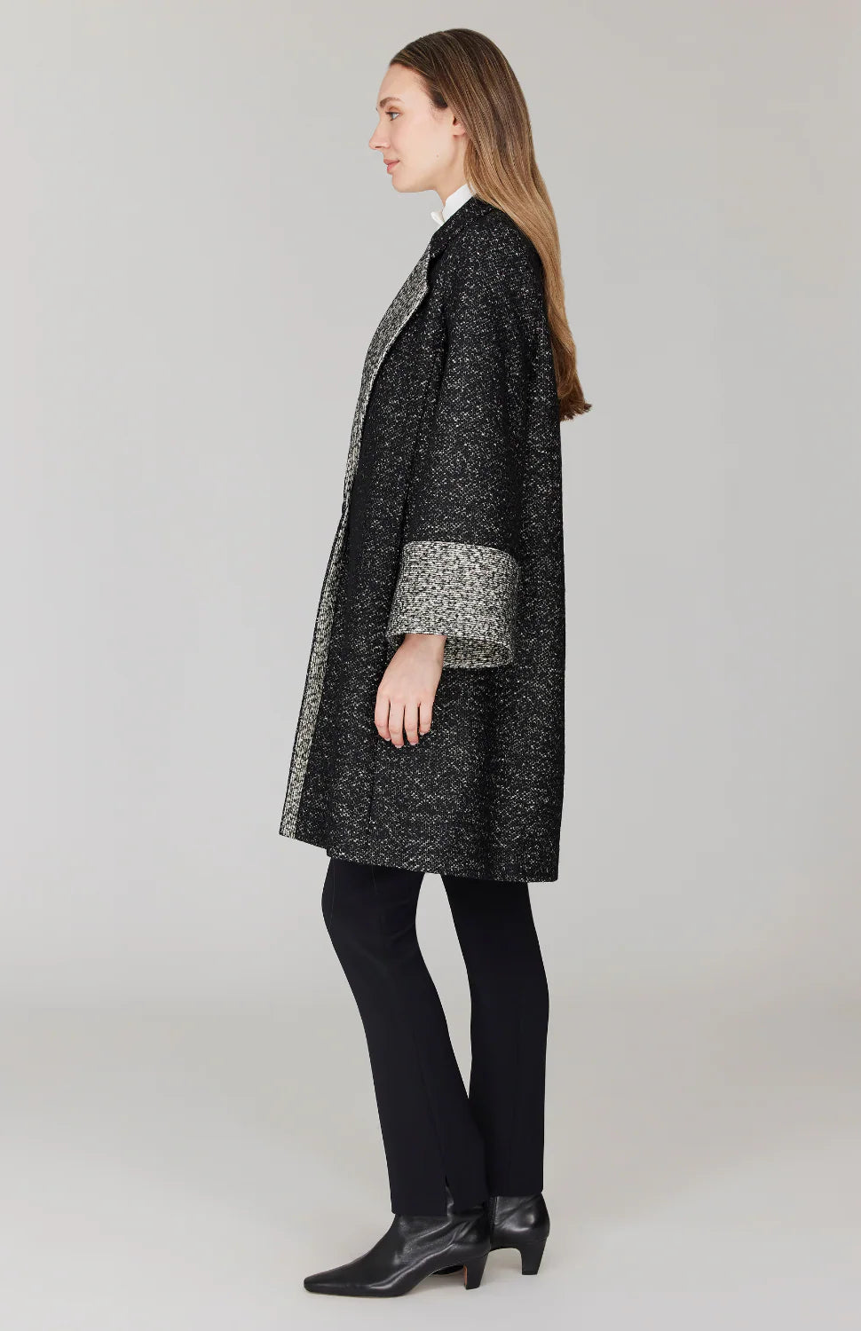 Oversized Coat w/ Contrast Detailing in Black/White