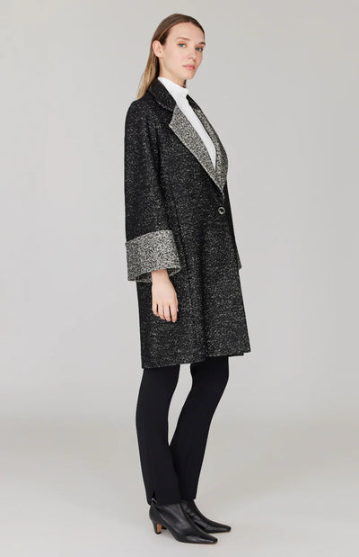 Oversized Coat w/ Contrast Detailing in Black/White