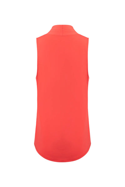 Matte Jersey Sleeveless Pleated V-Neck Top in Red