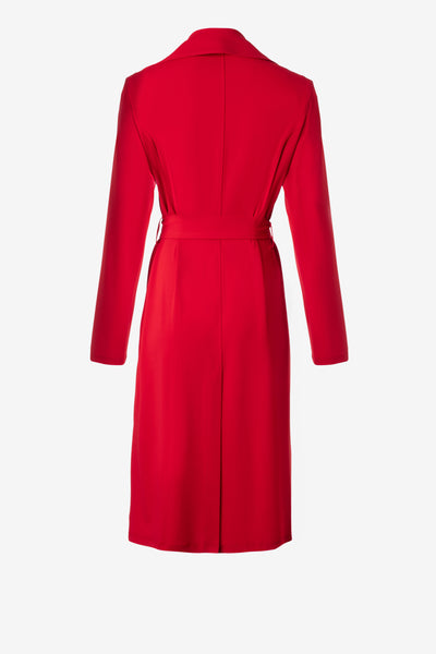 Matte Jersey Trench Coat in Ruby