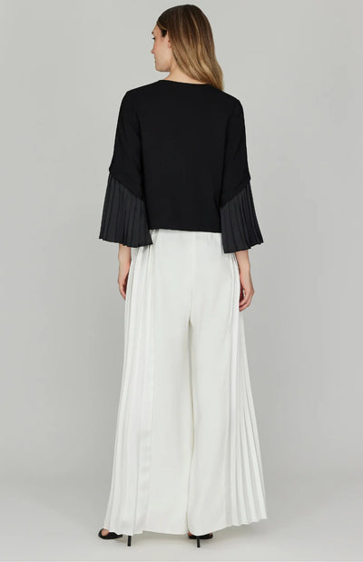 Short Jacket w/ Sleeve Pleating in Black