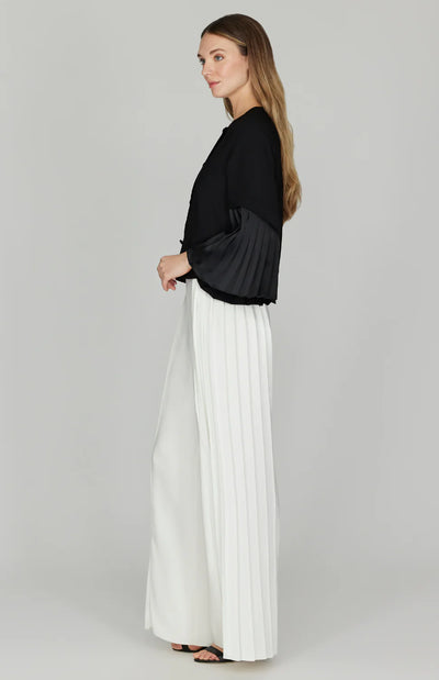 Short Jacket w/ Sleeve Pleating in Black