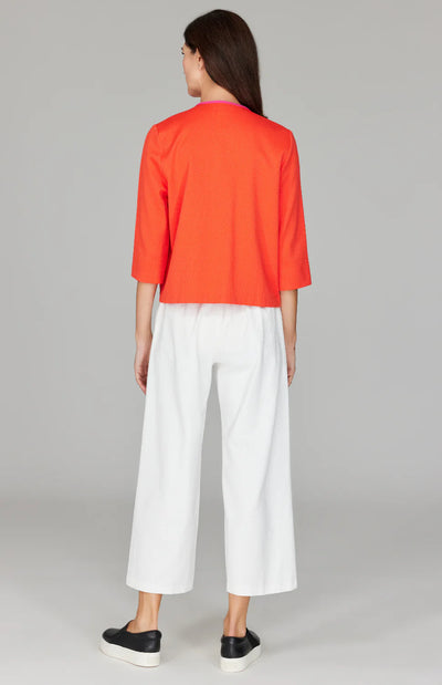 Pique Wide Leg Crop Pant w/ Back Elastic in Pearl