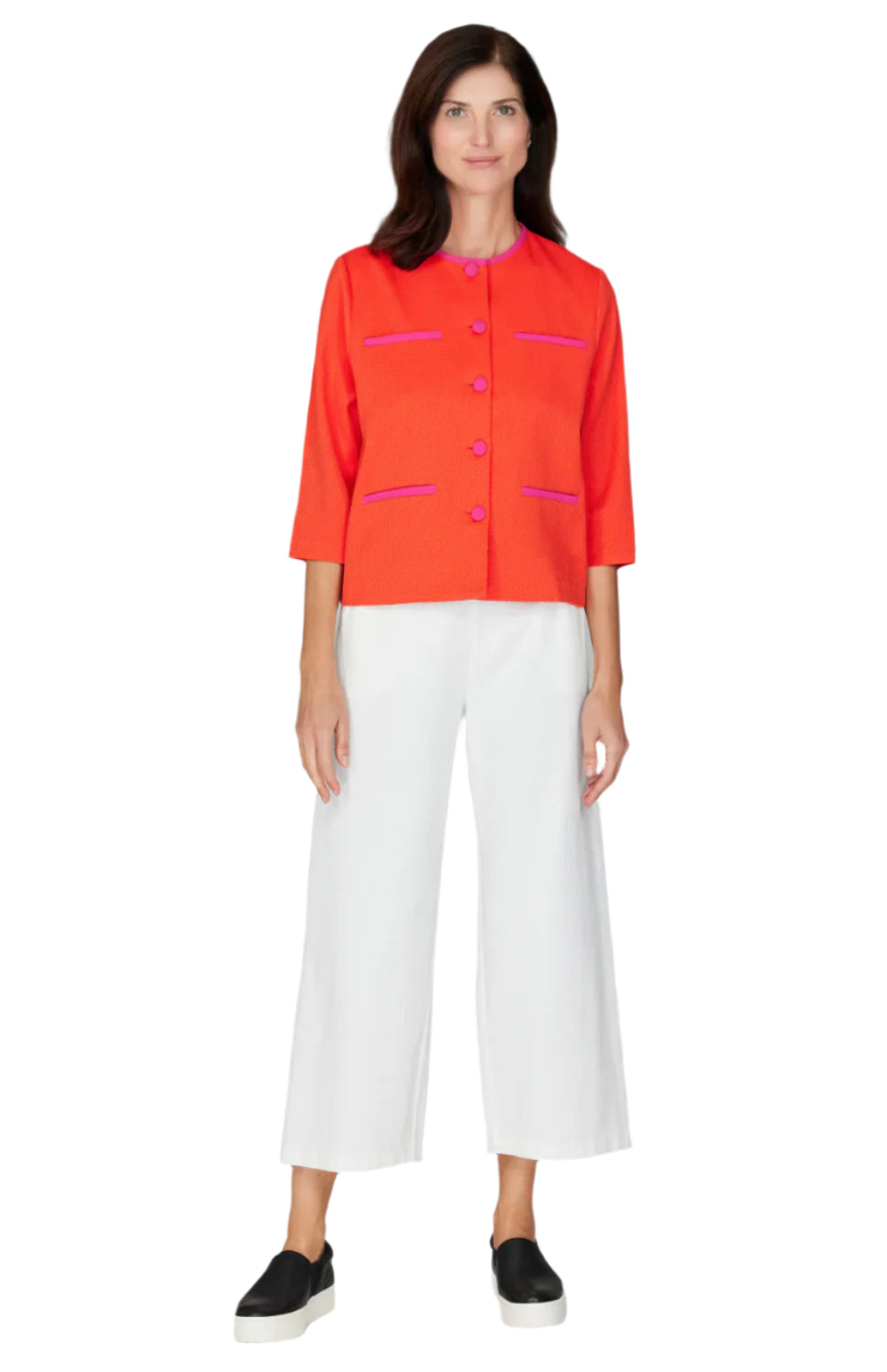 Pique Wide Leg Crop Pant w/ Back Elastic in Pearl