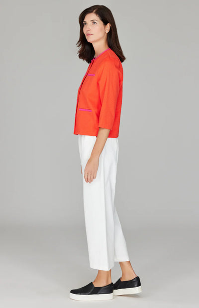 Pique Wide Leg Crop Pant w/ Back Elastic in Pearl