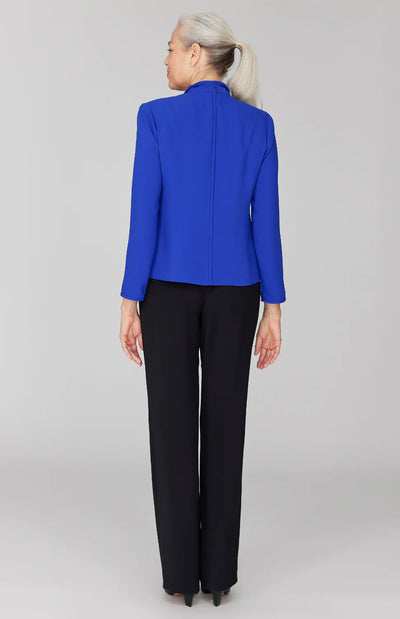 Lustrous Crepe Wing Collar Jacket in Cobalt