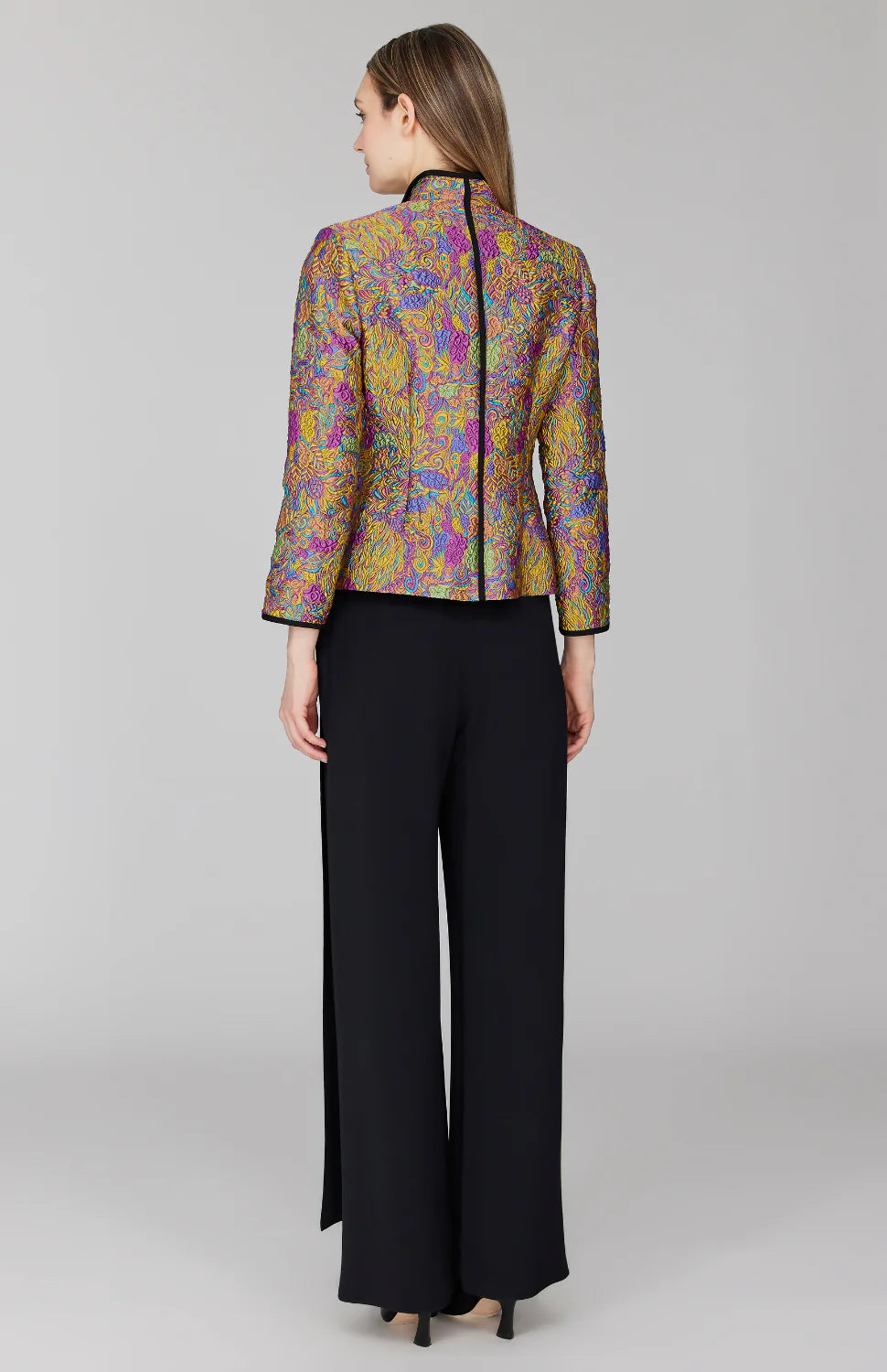 Ornate Flora Jacquard Wing Collar Jacket