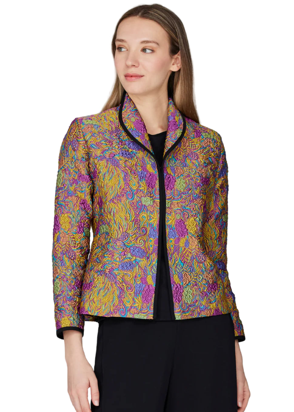 Ornate Flora Jacquard Wing Collar Jacket