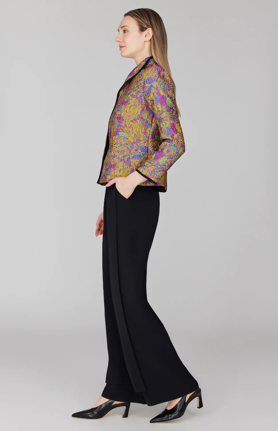 Ornate Flora Jacquard Wing Collar Jacket