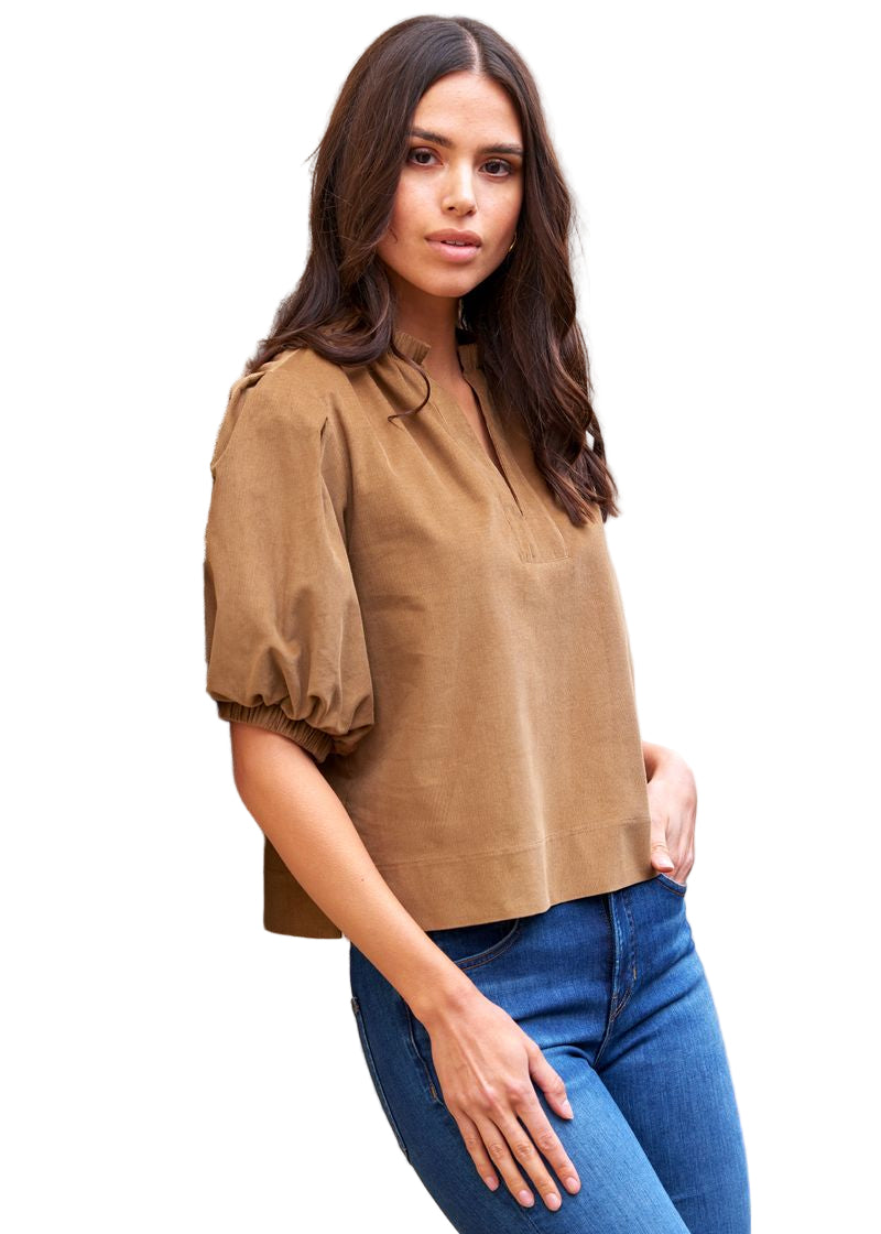 Marcie Corduroy Popover in Camel