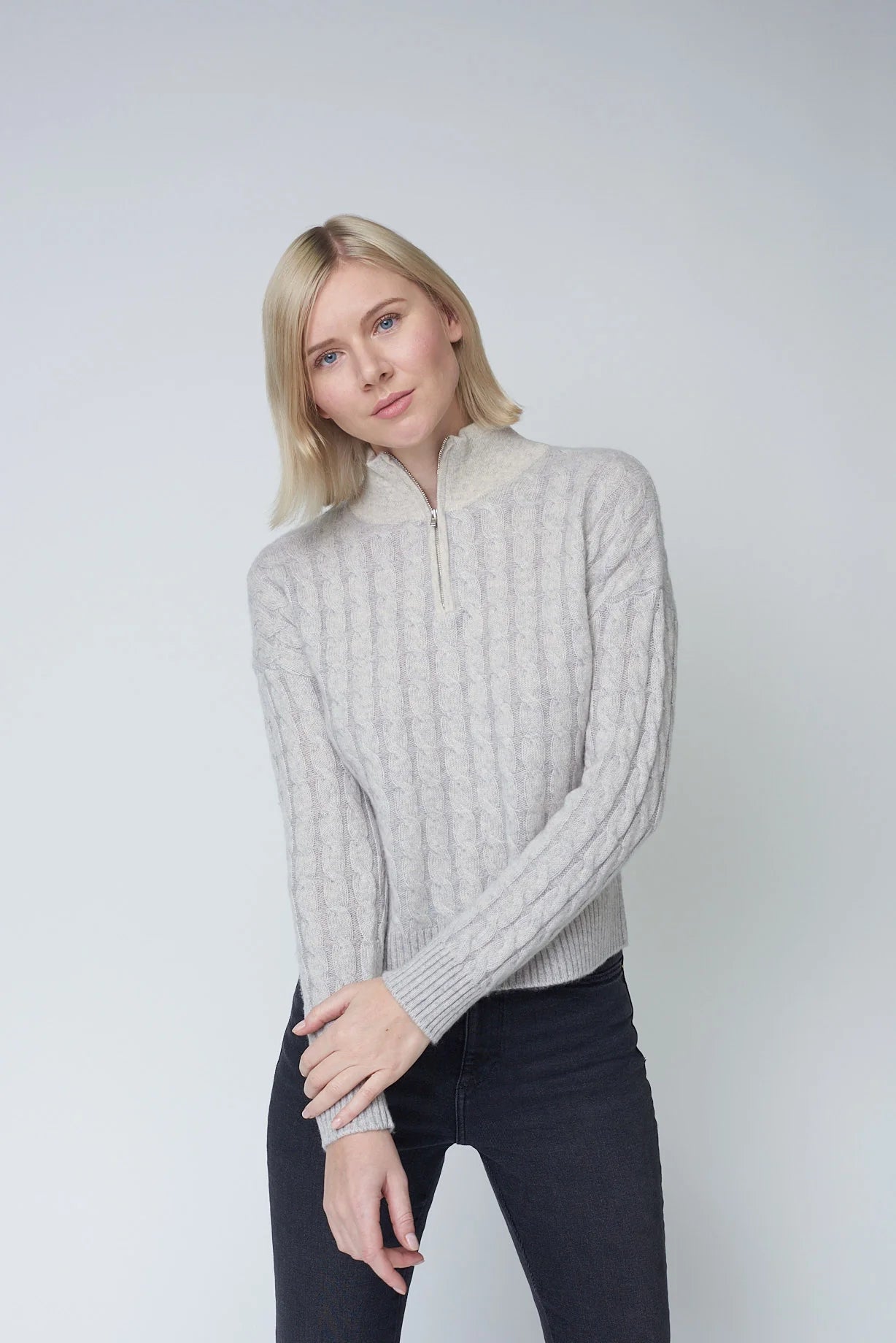 Two Tone Half Zip - Cloud