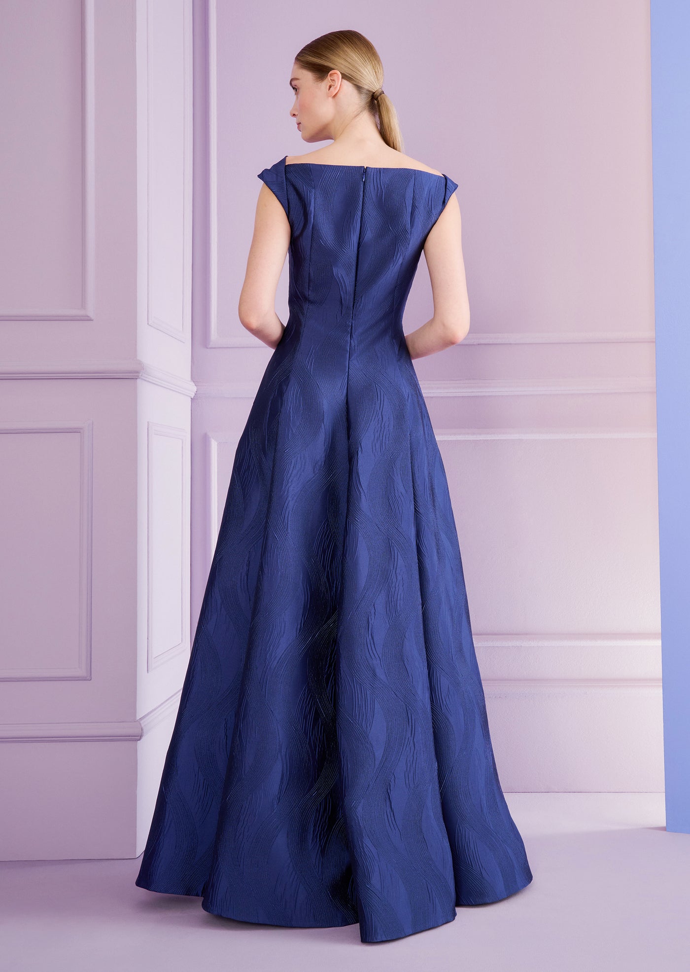 Twisted Neck Evening Gown in Navy