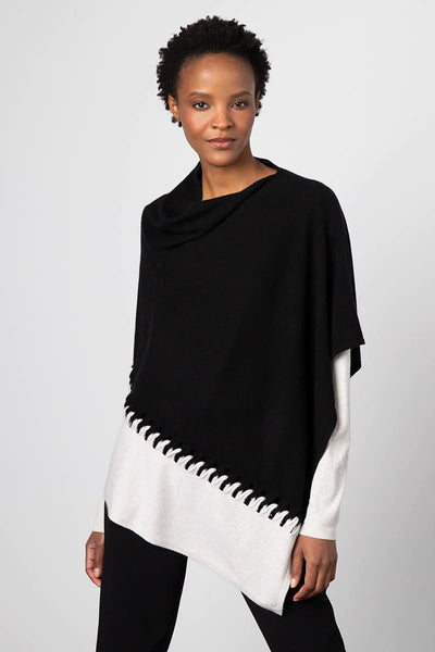 Twist Stitch Poncho - Black/Dune