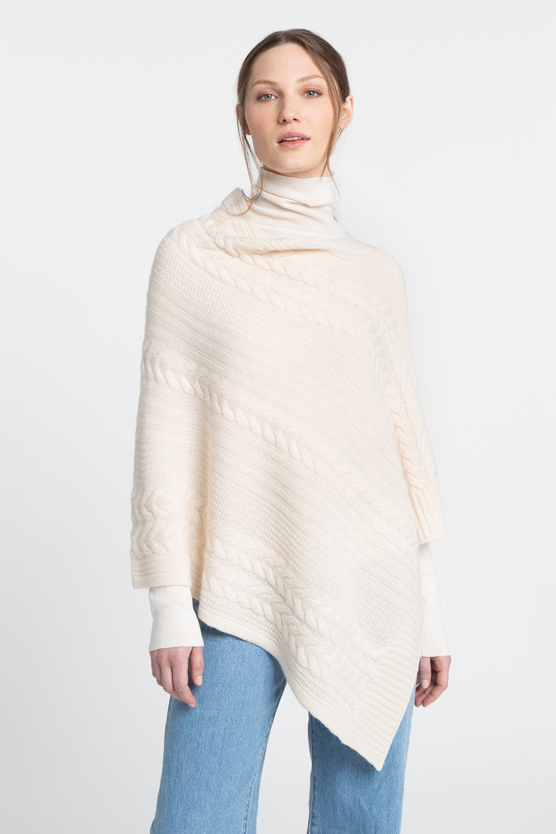 Luxe Cable Poncho - Ivory