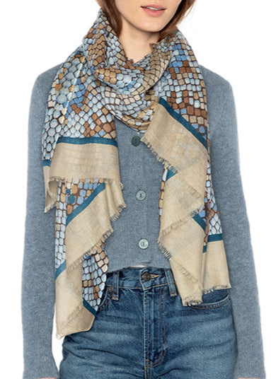 Geo Skin Print Scarf in Como Multi