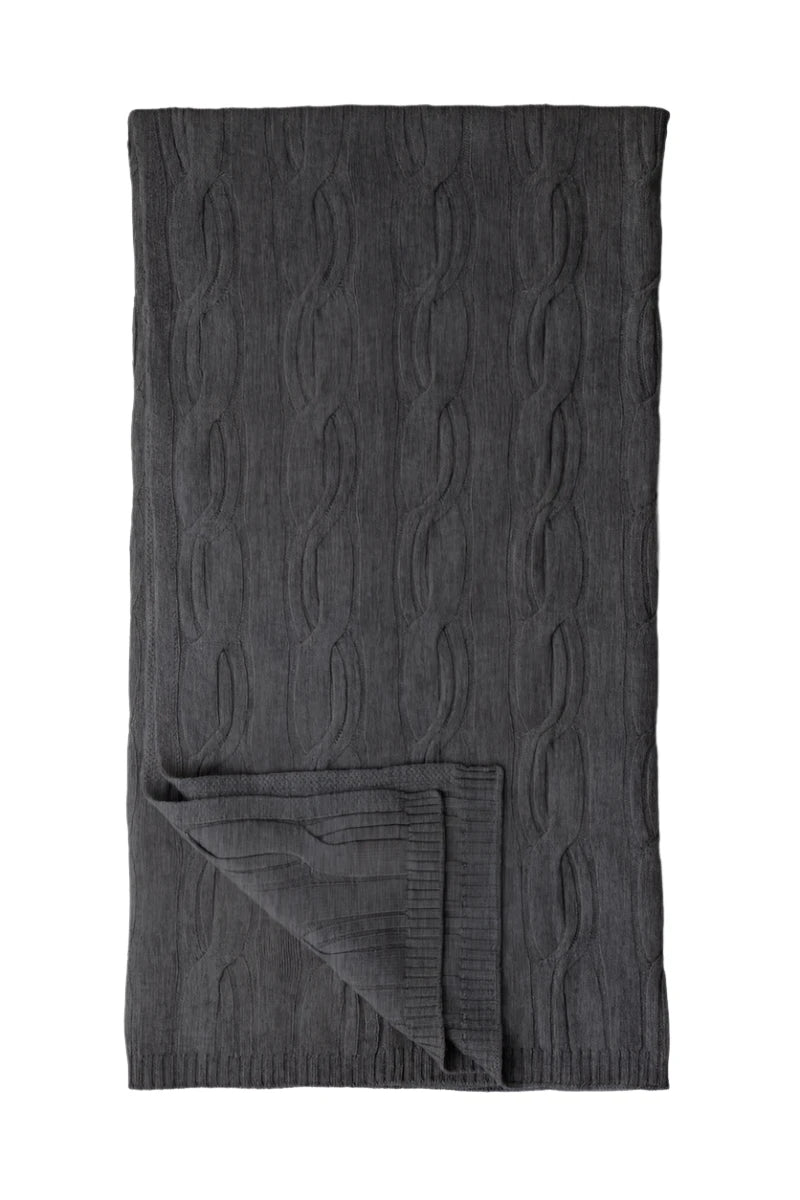 Lux Cable Throw Shawl in Pewter