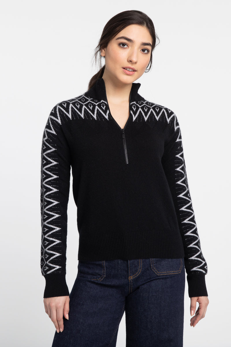 Alpine Quarter Zip - Black/Silver