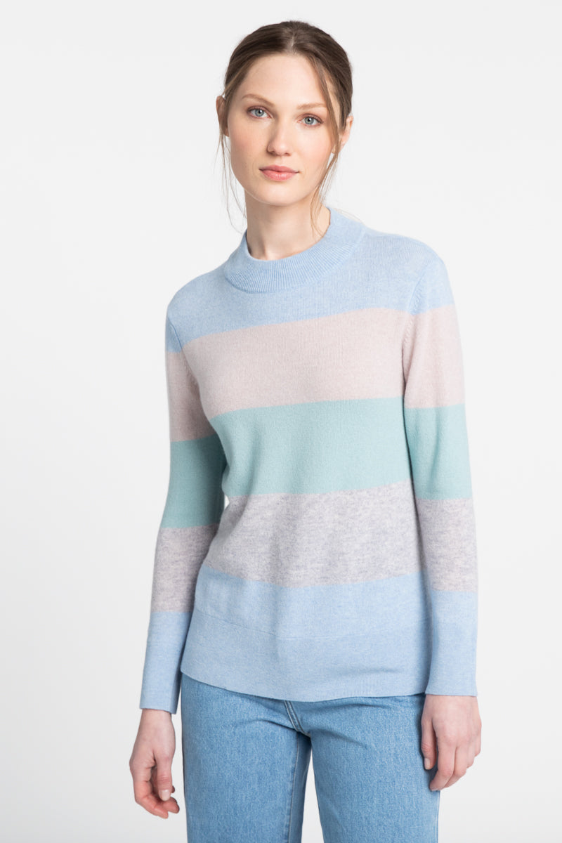 Wide Stripe Crew - Seal/Multi