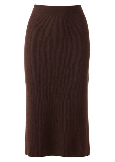 Rib Skirt in Chocolate