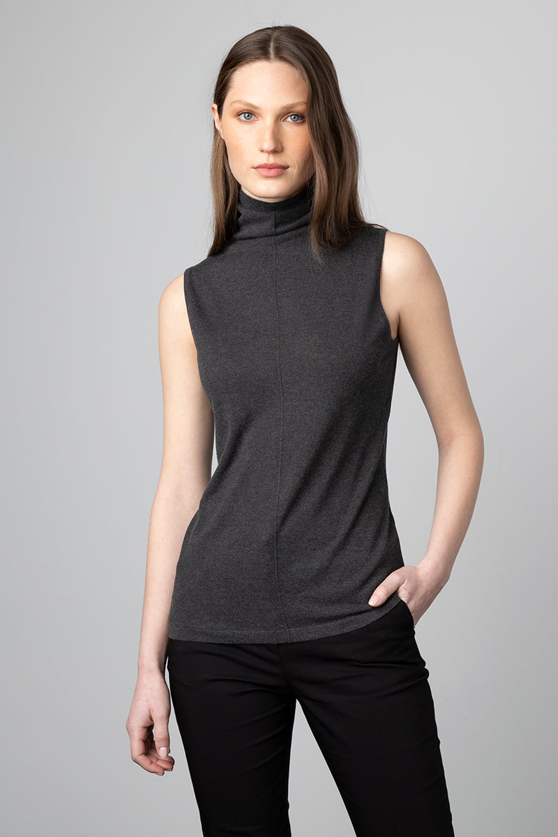 Sleeveless Funnel Tank in Flannel