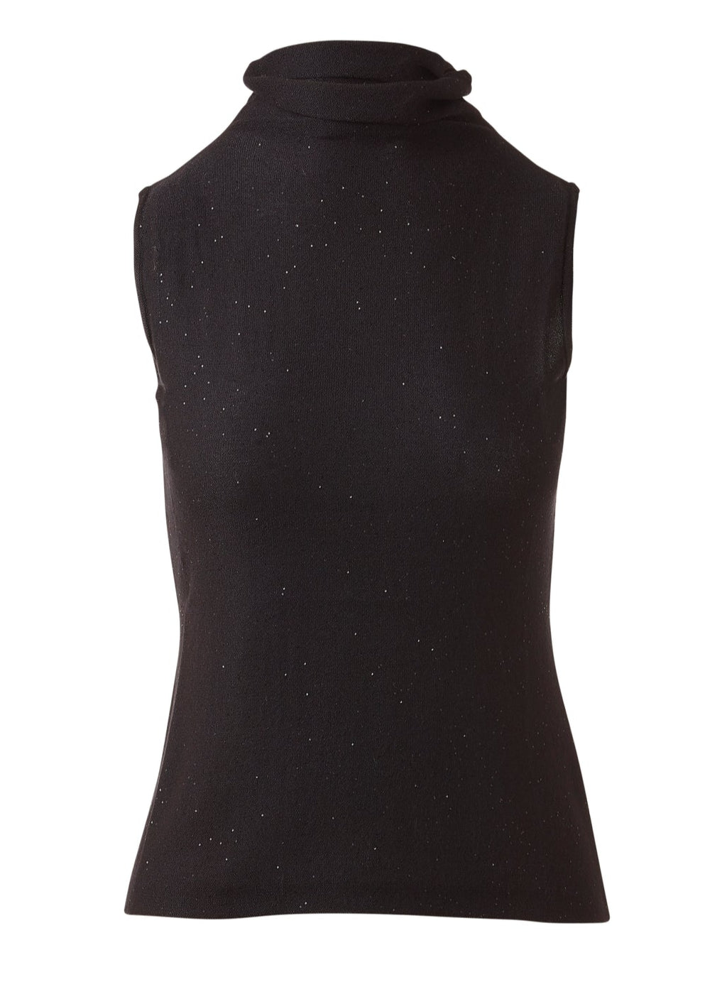 Sequin Sleeveless Funnel Tank in Black