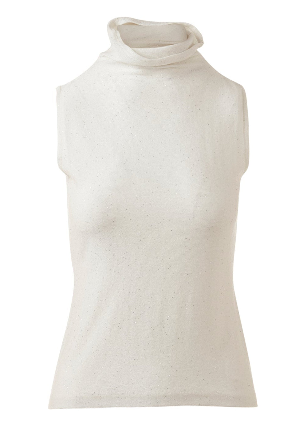 Sequin Sleeveless Funnel Tank in Ivory