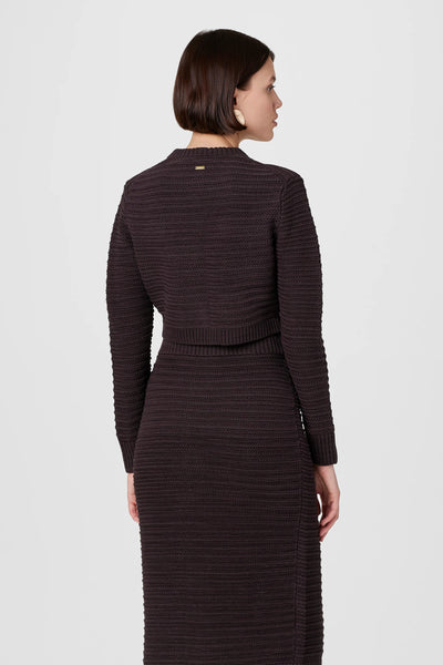 Miller Pointelle Cardigan in Espresso