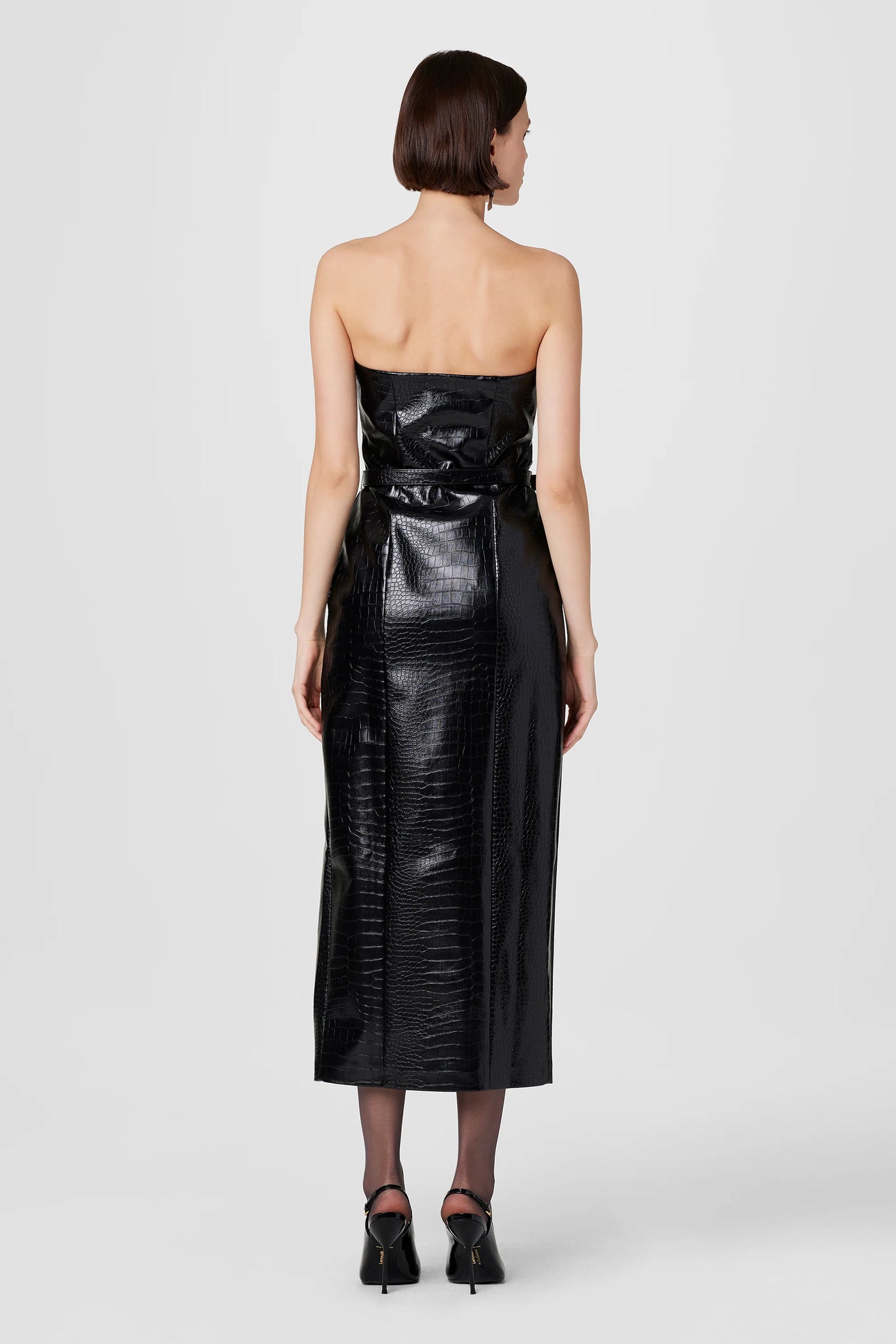 Vivian Strapless Croc Leather Dress