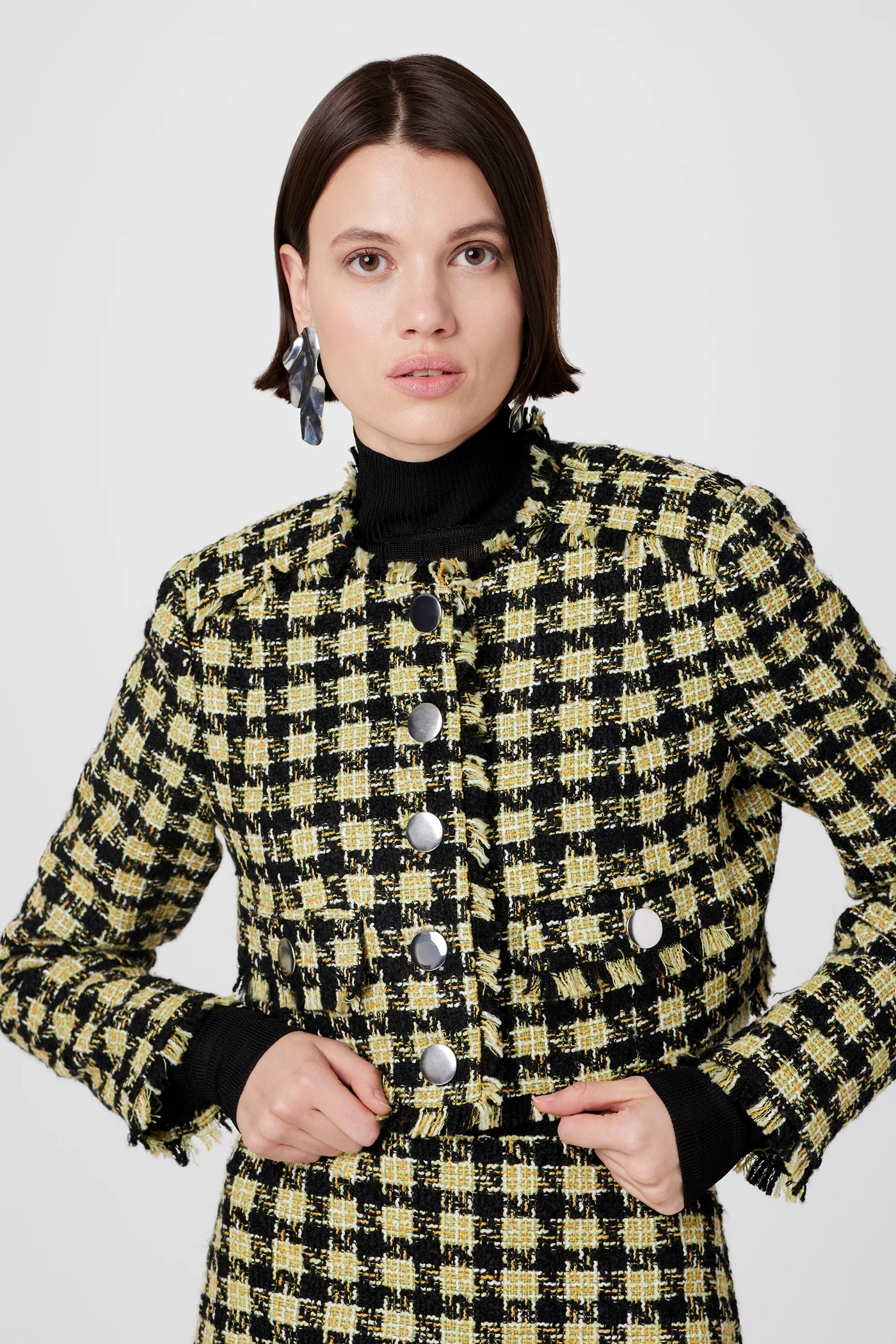 Lainey Crop Jacket in Jet/Citron
