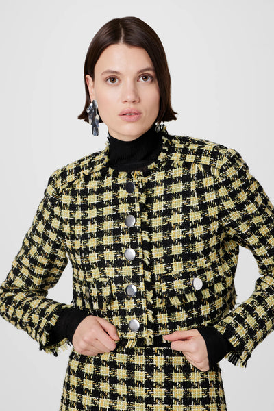 Lainey Crop Jacket in Jet/Citron