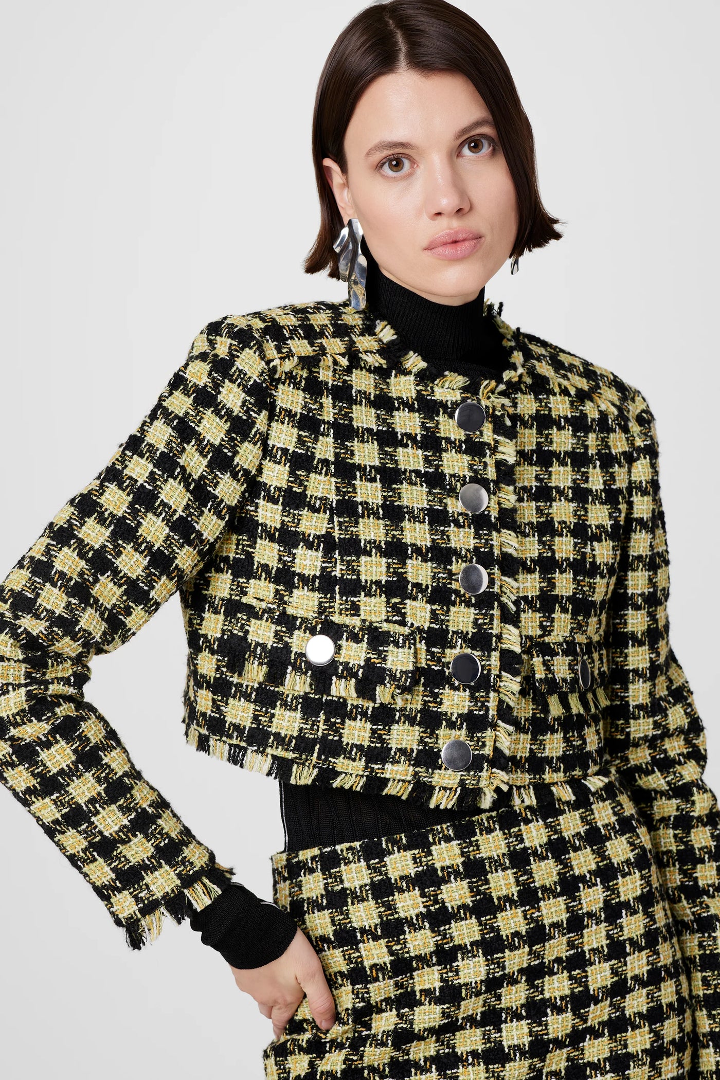 Lainey Crop Jacket in Jet/Citron
