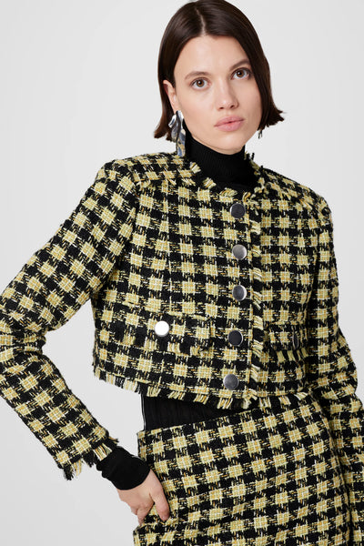 Lainey Crop Jacket in Jet/Citron