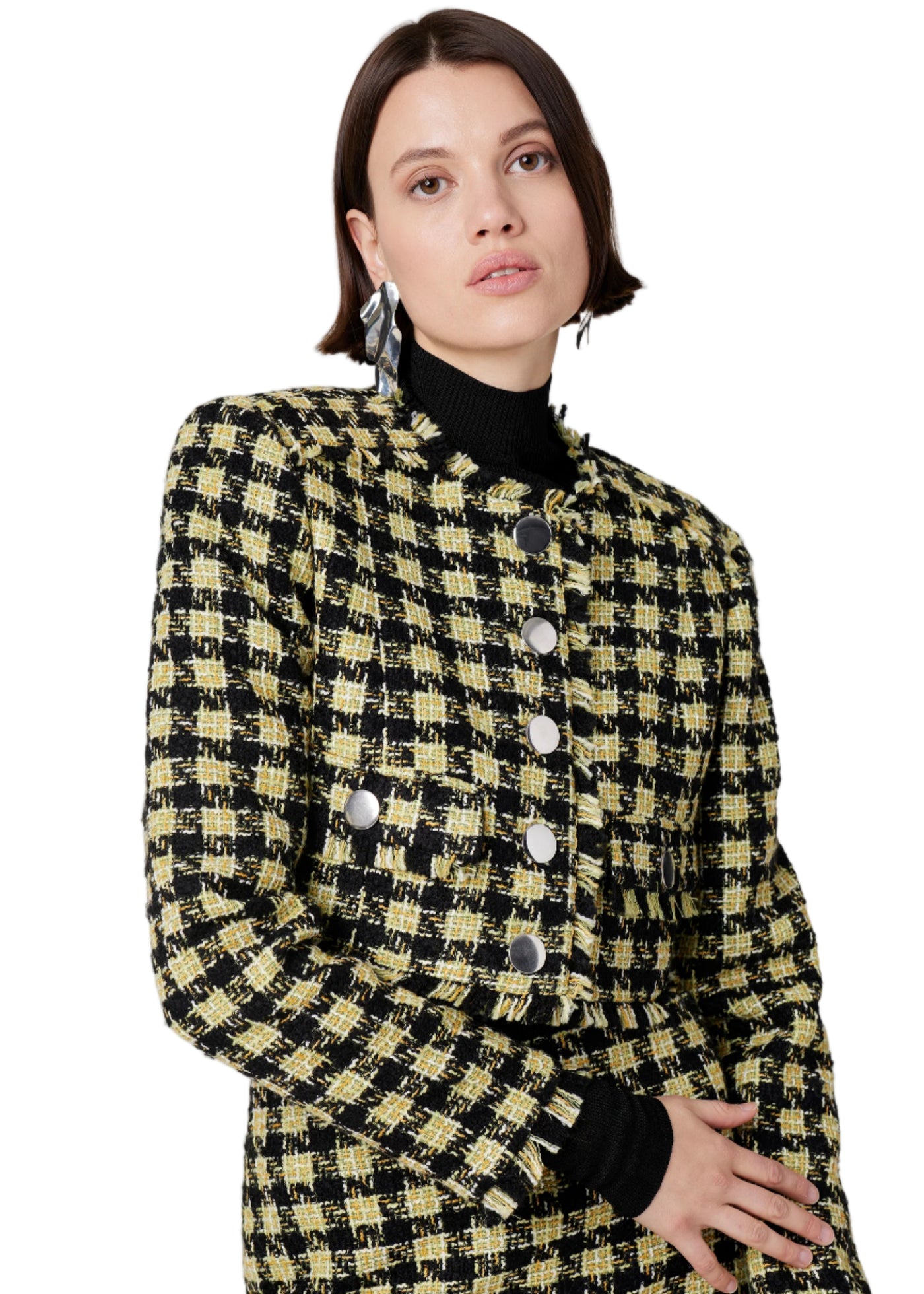 Lainey Crop Jacket in Jet/Citron