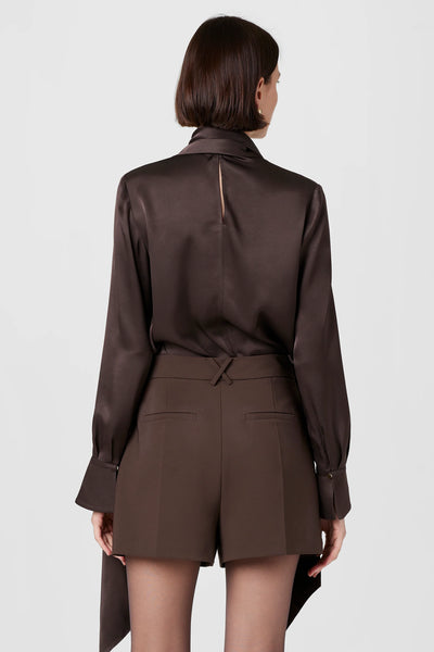 Veronica Bow Blouse in Espresso