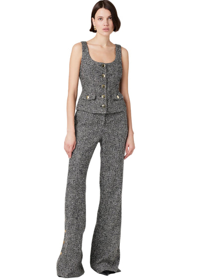 Gracie Embellished Tweed Pants in Charcoal