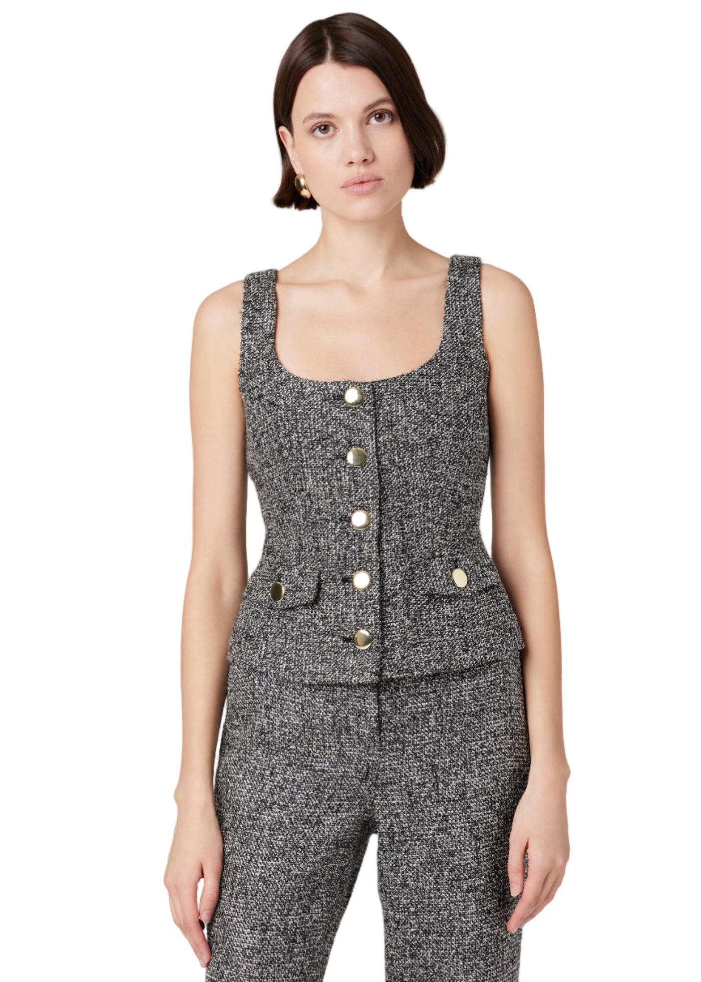 Georgia Tweed Vest Top in Charcoal