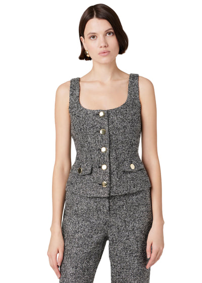 Georgia Tweed Vest Top in Charcoal