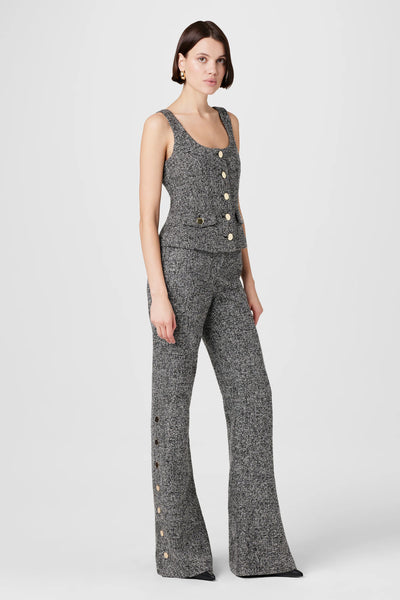 Gracie Embellished Tweed Pants in Charcoal