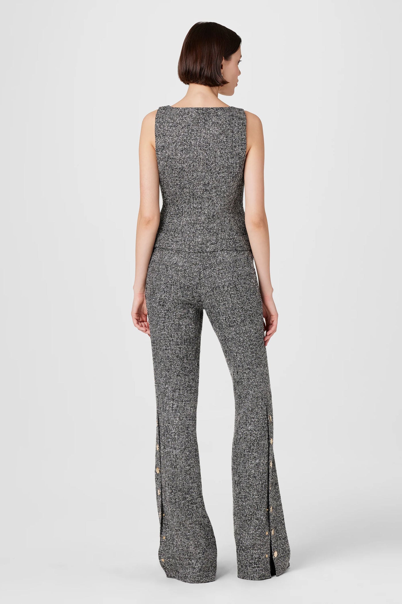 Gracie Embellished Tweed Pants in Charcoal
