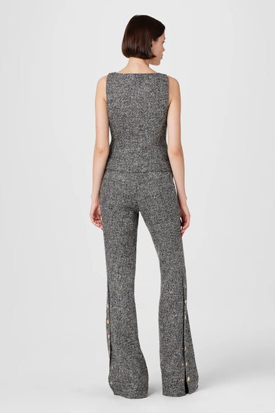 Gracie Embellished Tweed Pants in Charcoal