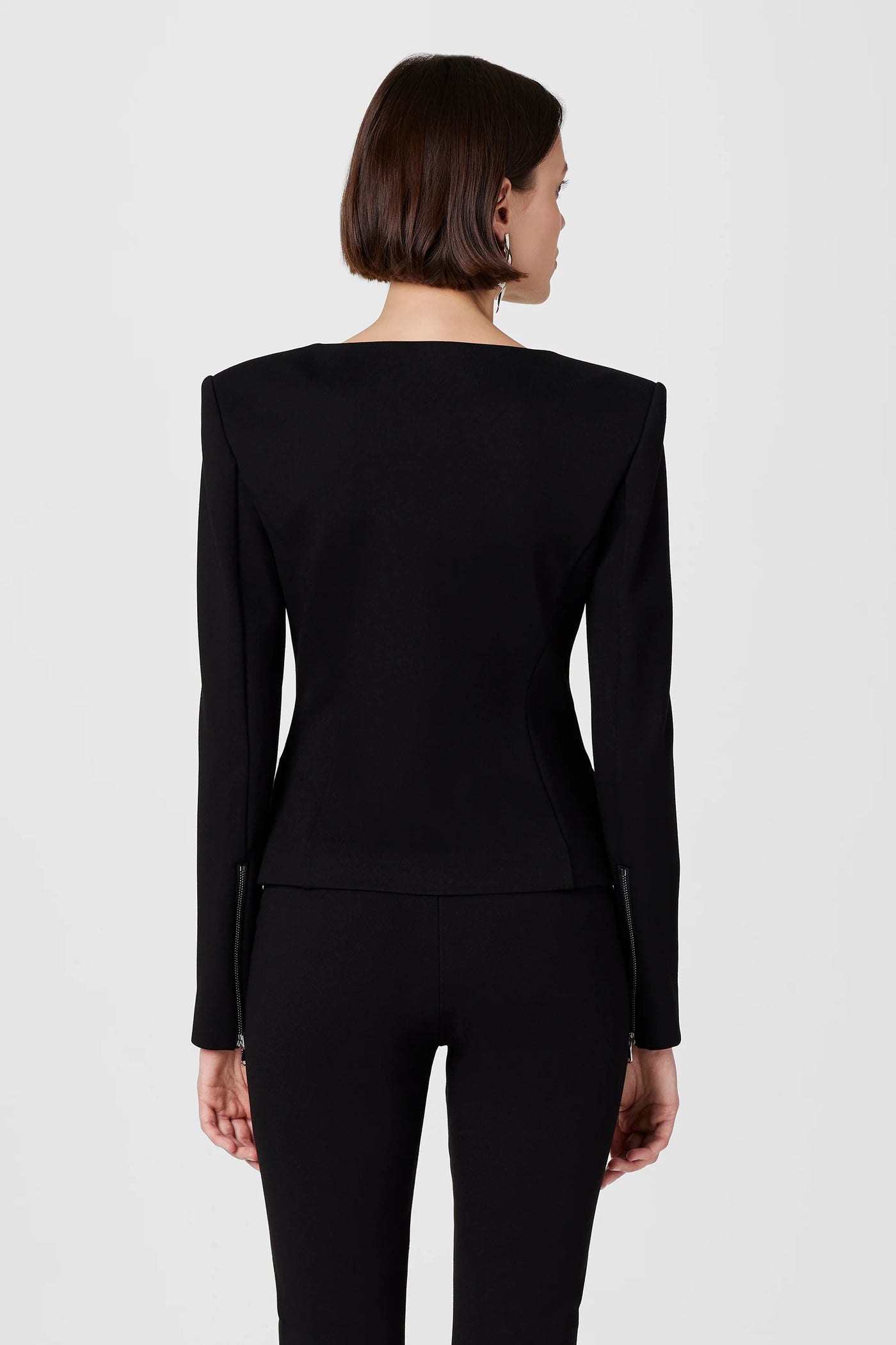 Koda Zip Front Long Sleeve Top in Black