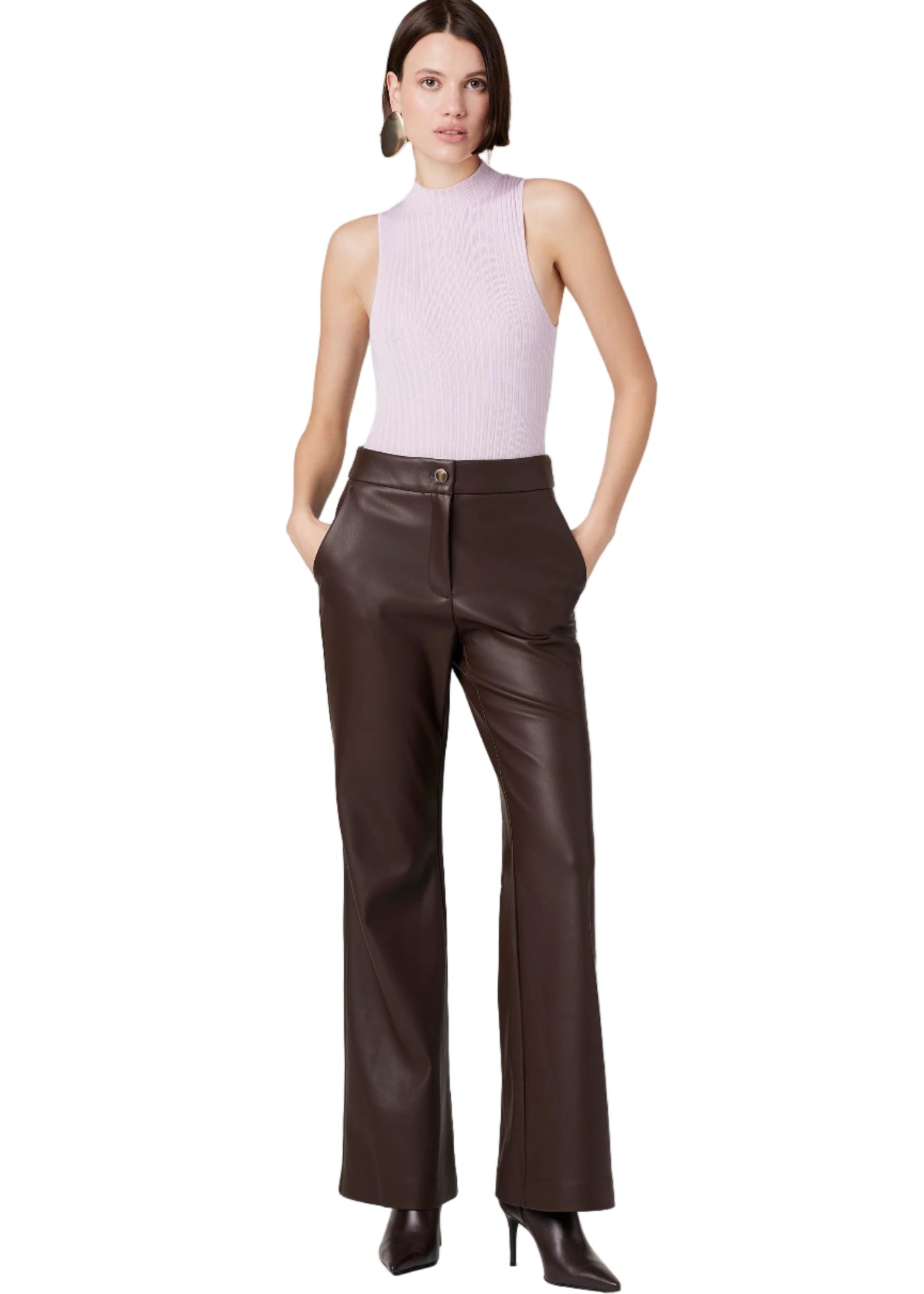 Gaia Lux Vegan Leather Pants in Espresso