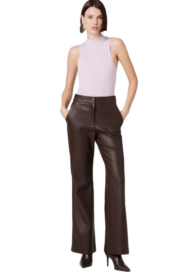 Gaia Lux Vegan Leather Pants in Espresso