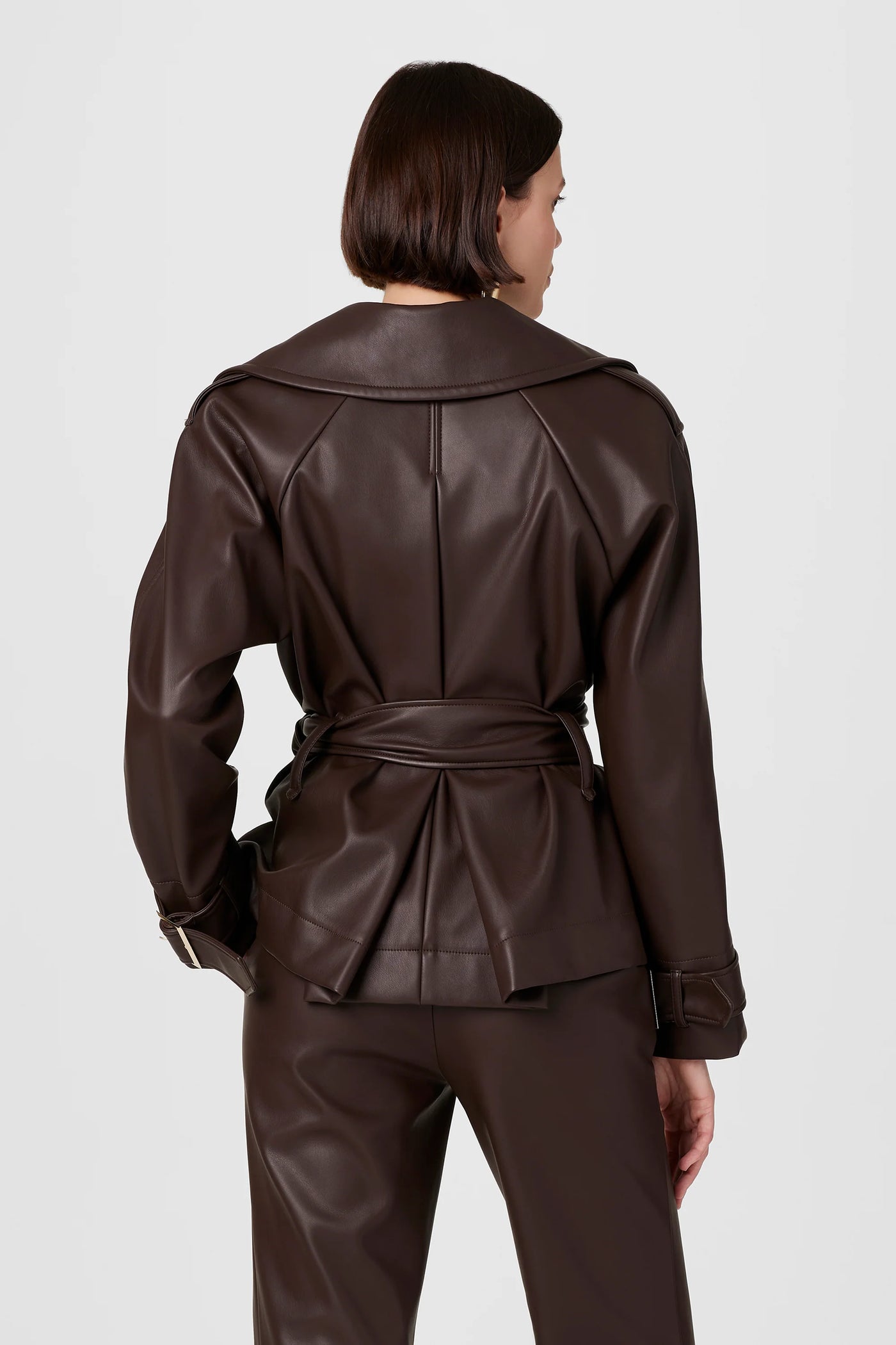 Brando Belted Biker Jacket in Espresso