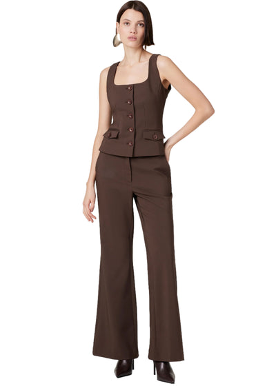 Gaia Suiting High Waisted Pants in Espresso