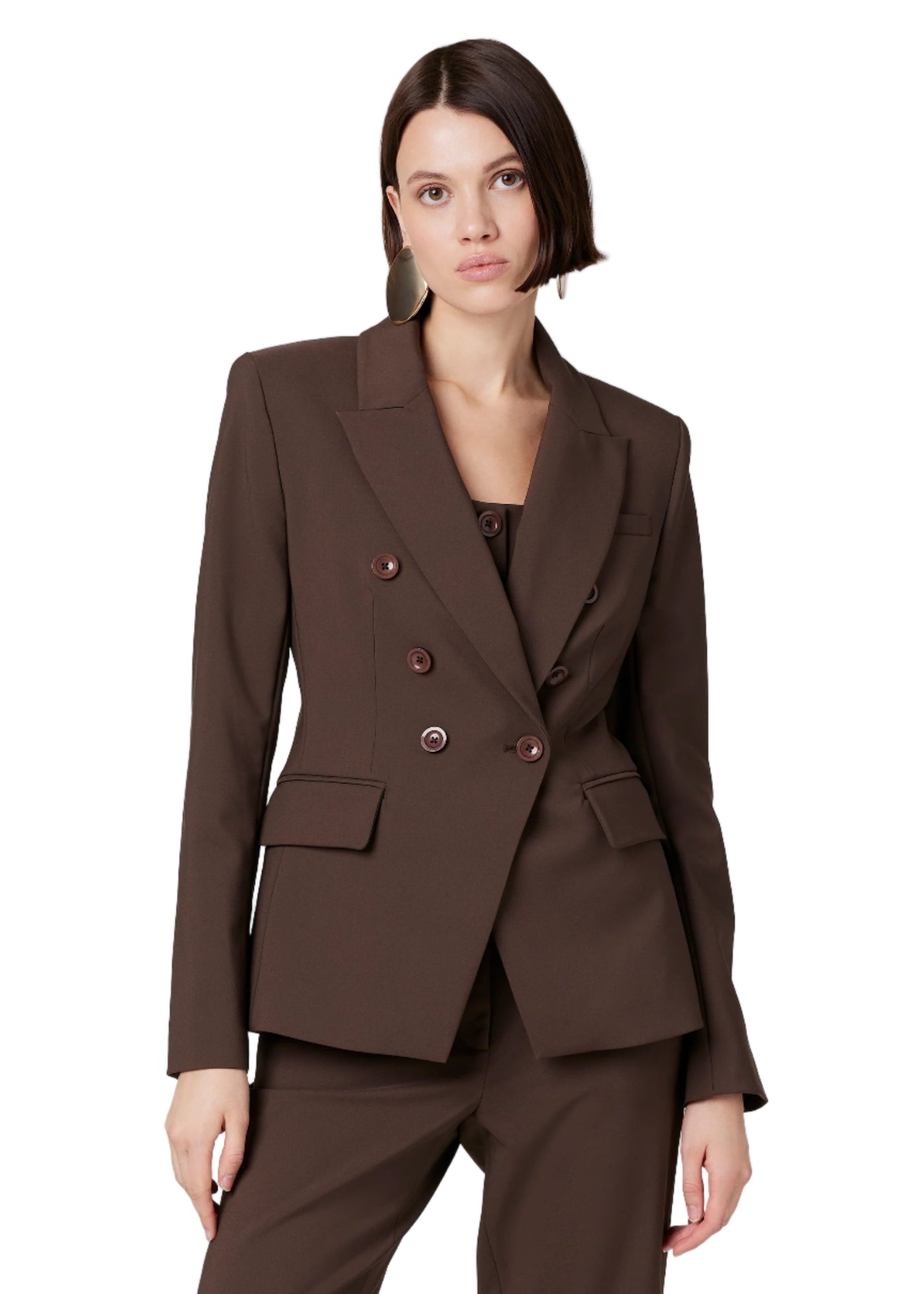 Kylie Suiting Double Breasted Blazer in Espresso