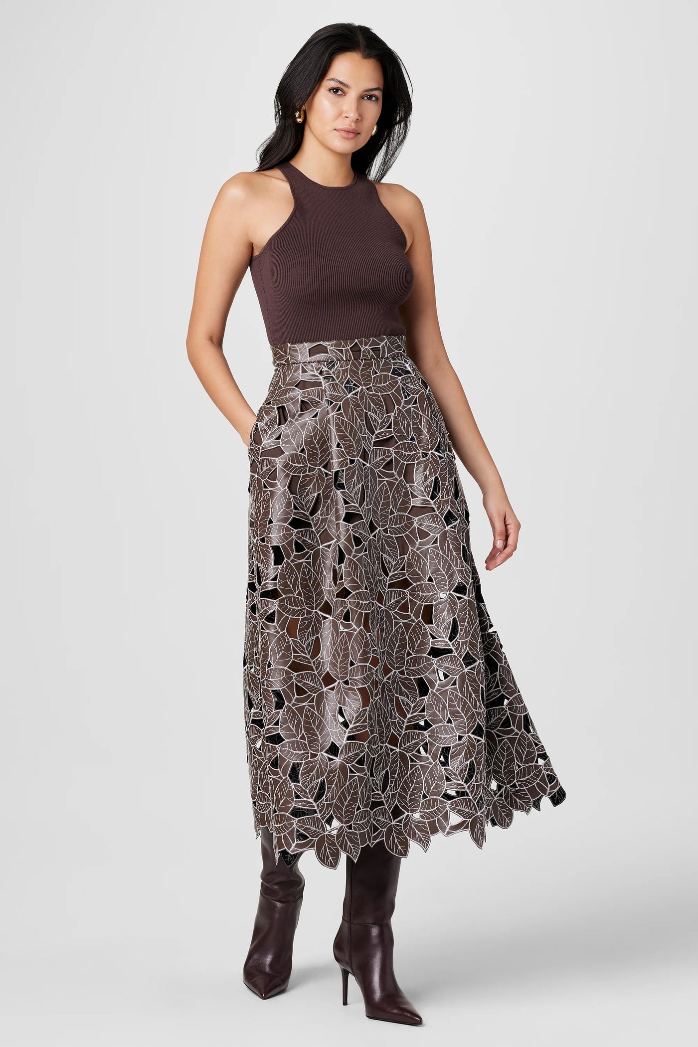 Stacy Lace Vegan Leather Skirt