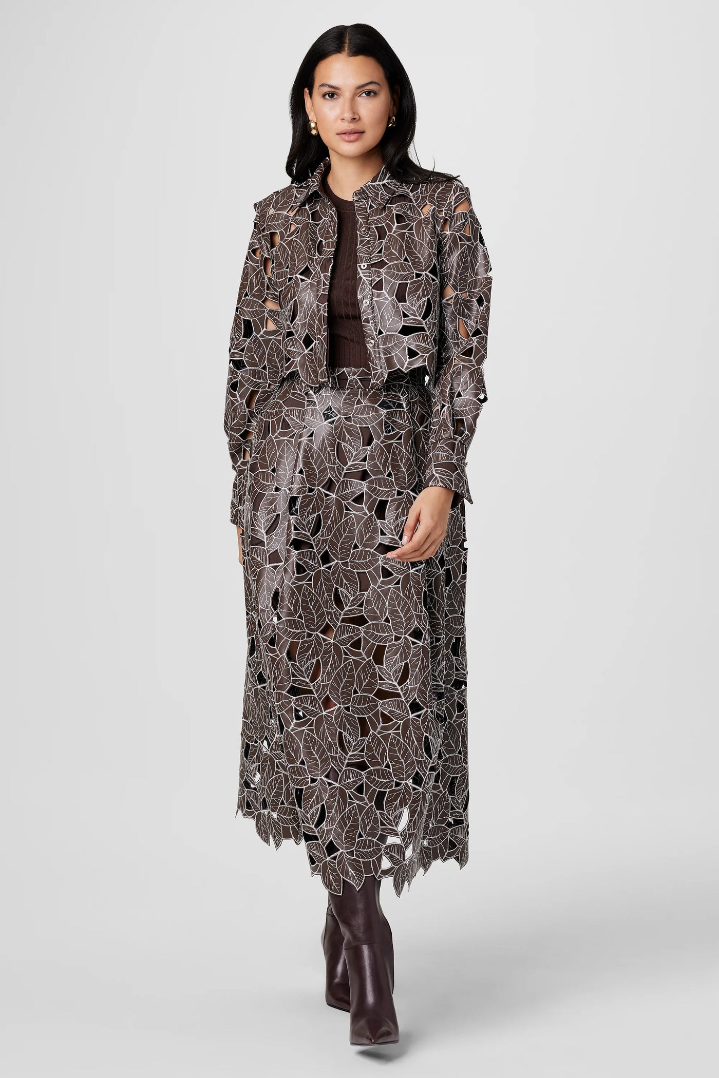Stacy Lace Vegan Leather Skirt